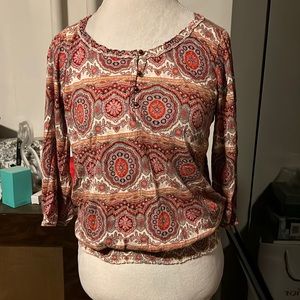 🆑FINAL PRICE‼️ Lucky brand medium boho top with 3/4 length sleeves